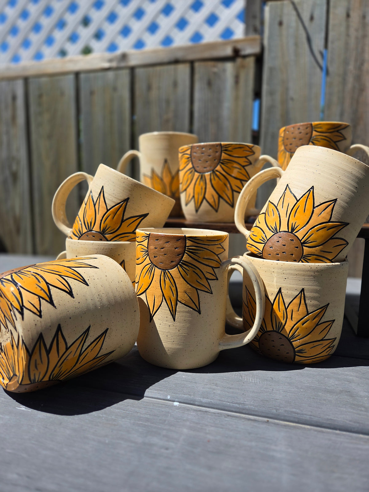 Hand carved Sunflower Mug Terry Fox Run Auction